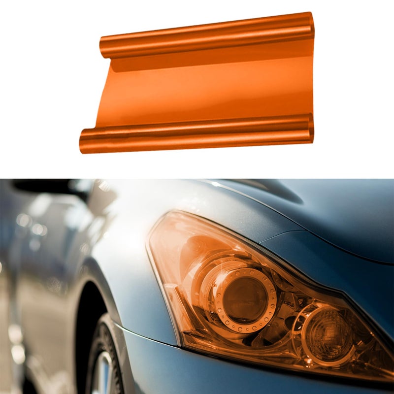 HEVLE Car Light Tint Film Car Tint Film Car Light Film Sticker Car Decoration Accessories Car Light SelfAdhesive Tint Film Universal for Brake Light Headlight Tail Light Fog Light Orange