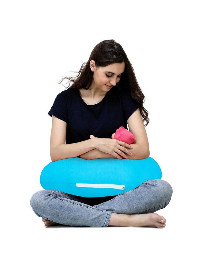 Get It Cotton 5 In 1 Feeding Pillow With Detachable Cover For Baby (Full Blue) - Image 1