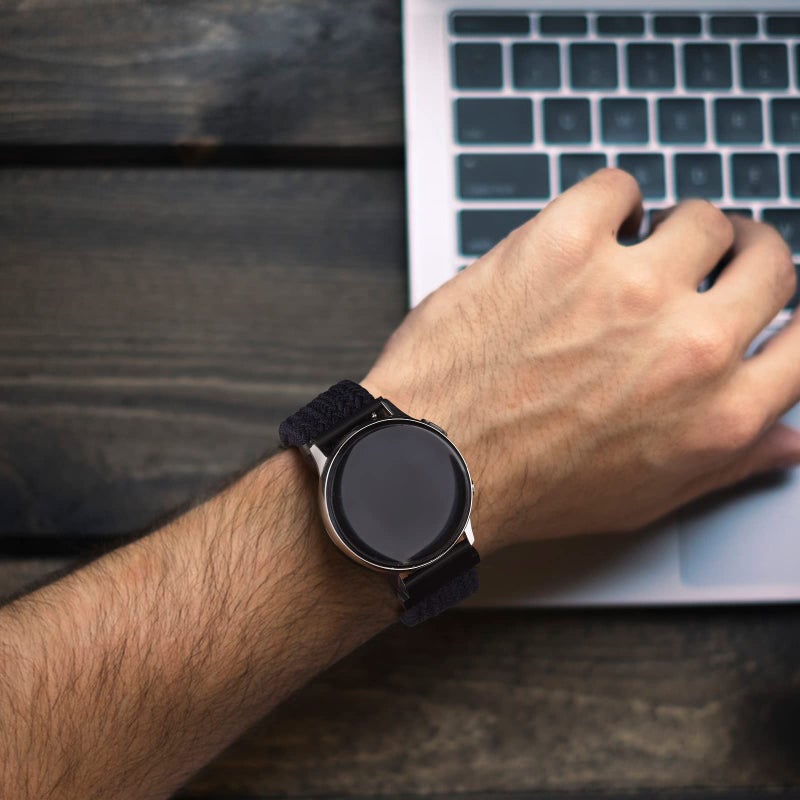 Tobfit Braided Nylon Bands Compatible with Samsung Galaxy Watch 5 Bands 40mm 44mm / Galaxy Watch 4 Bands 40mm 44mm, Samsung Galaxy Watch 5 Pro Watch Bands 45mm Stretchy Elastic Straps(Black) - Image 3