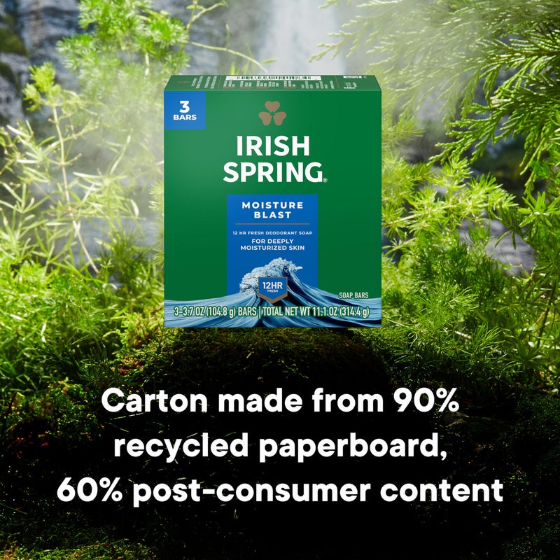 Irish Spring Bar Soap for Men, Moisture Blast, 3.7 Oz, 24 Pack - Image 5