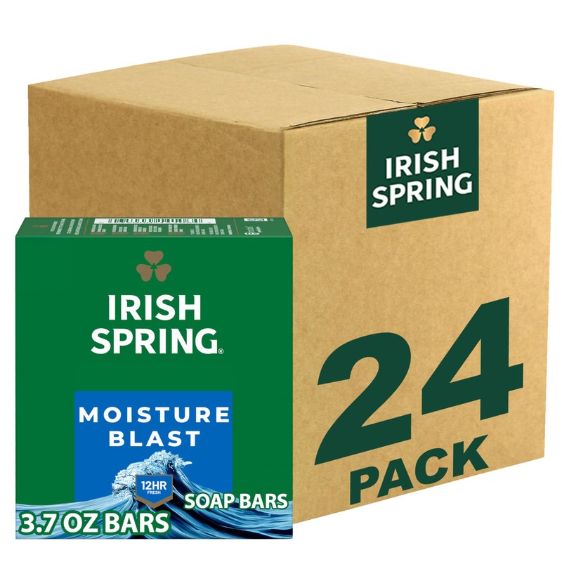 Irish Spring Bar Soap for Men, Moisture Blast, 3.7 Oz, 24 Pack - Image 1