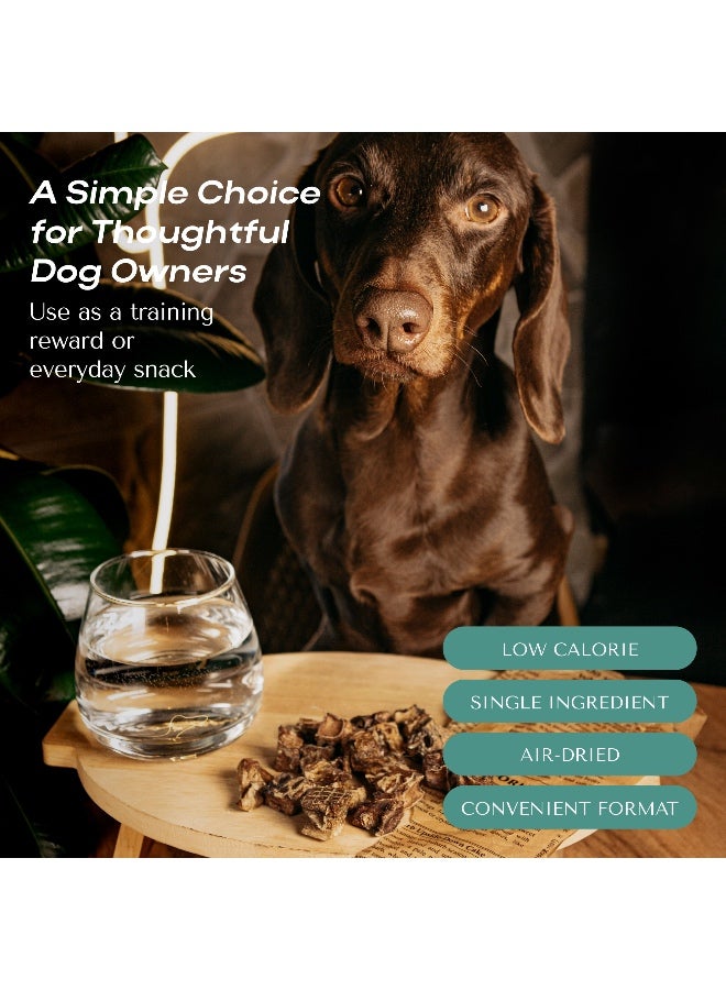 اوه تو بيتس  O2Pets مكافآت تدريب للكلاب والجراء على شكل مكعبات لحم البقر – وجبة خفيفة بمكوّن واحد فقط من رئة البقر 100٪ – مكافأة تدريب عالية البروتين ومنخفضة السعرات الحرارية للكلاب، خالية من الحبوب، ومكافأة صحية للكلاب. - Image 5