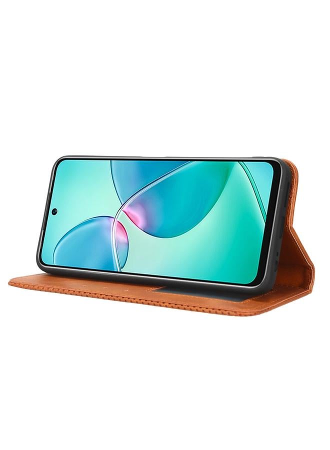 زبون جراب لهاتف Infinix Note 12i مصنوع من الجلد بمشبك مغناطيسي بتصميم كلاسيكي - Image 4