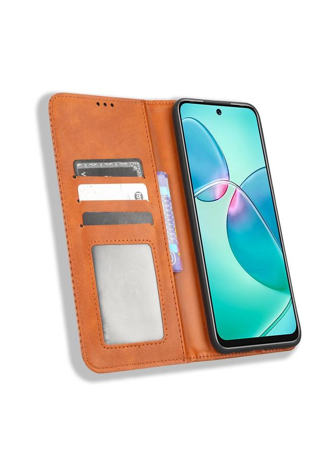 زبون جراب لهاتف Infinix Note 12i مصنوع من الجلد بمشبك مغناطيسي بتصميم كلاسيكي - Image 3