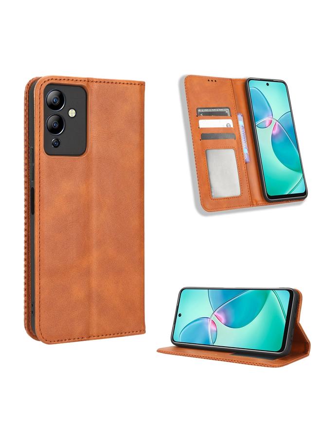 زبون جراب لهاتف Infinix Note 12i مصنوع من الجلد بمشبك مغناطيسي بتصميم كلاسيكي - Image 1