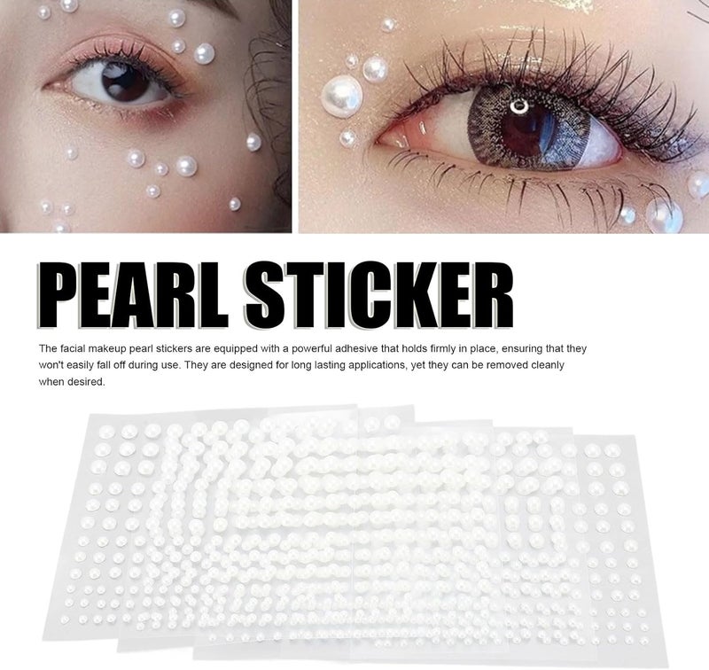 Zerodis Self Adhesive Pearl Sticker Plastic Flat Back Facial Makeup Pearl Sticker with 825 Pieces for Crafting and Decorating - Image 3