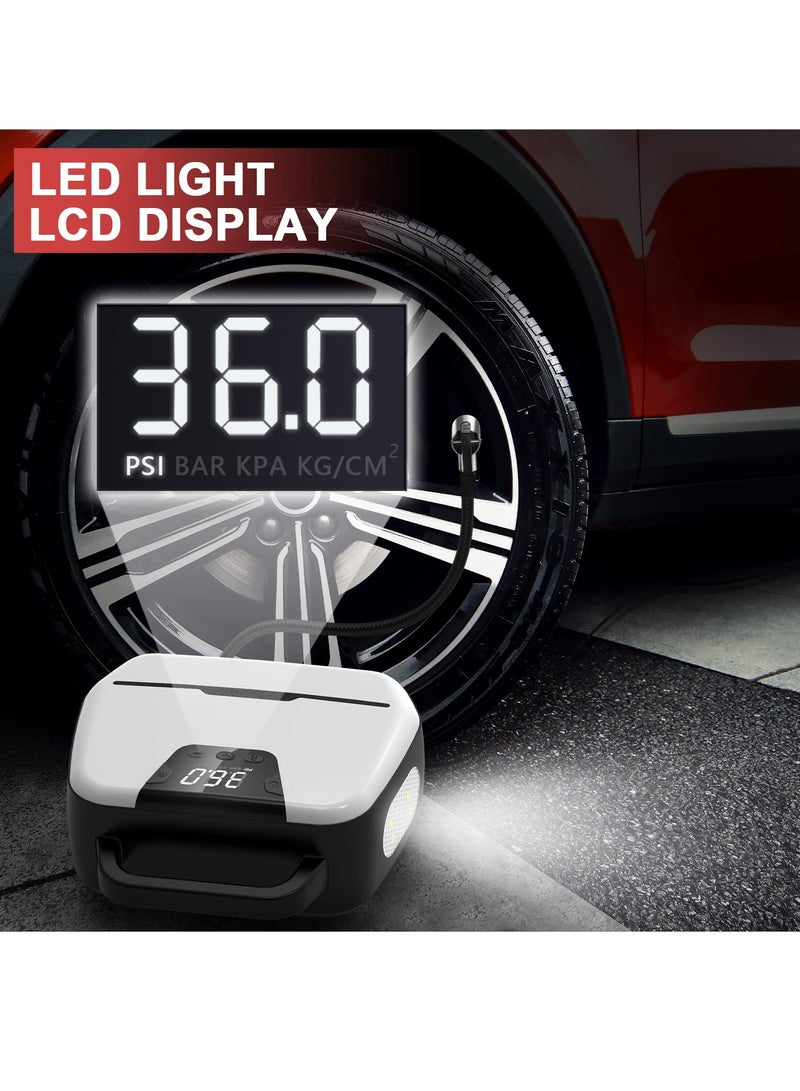 SOLARAE Portable Air Compressor for Car Tires, Electric Air Pump for Bike and Other Inflatables at Home 110V AC 12V DC, Dual Powerful Motors,150 PSI Wheel Tire Inflators with Digital Pressure Gauge, LED Light - Image 4