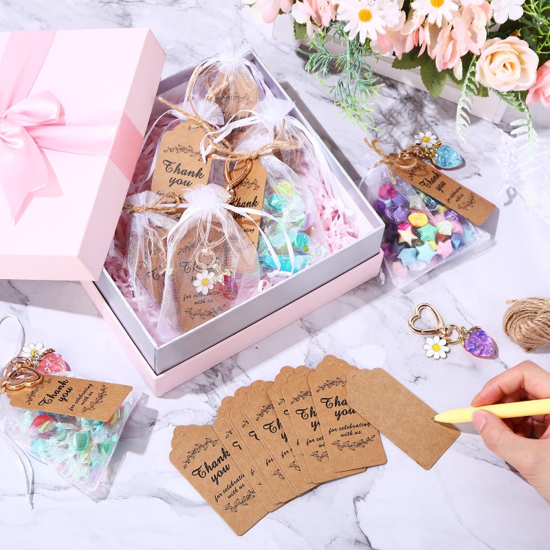 Nosiny 20Set Strawberry Keychain Gifts Pastel Strawberry Party Favor with Thank You Tag Organza Bags Cute Heart Keychain with Daisy Flower Bag Gifts Charms for Guest Berry Sweet Christmas Baby Shower - Image 4
