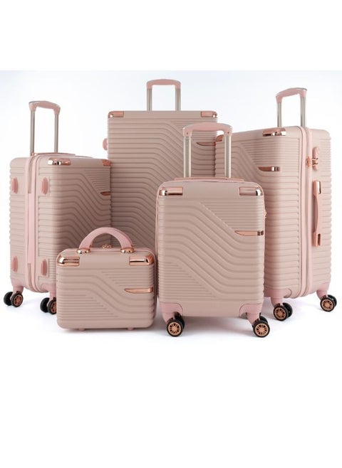 Luggage set 5 pieces travel Bags with a distinctive design from limra pink