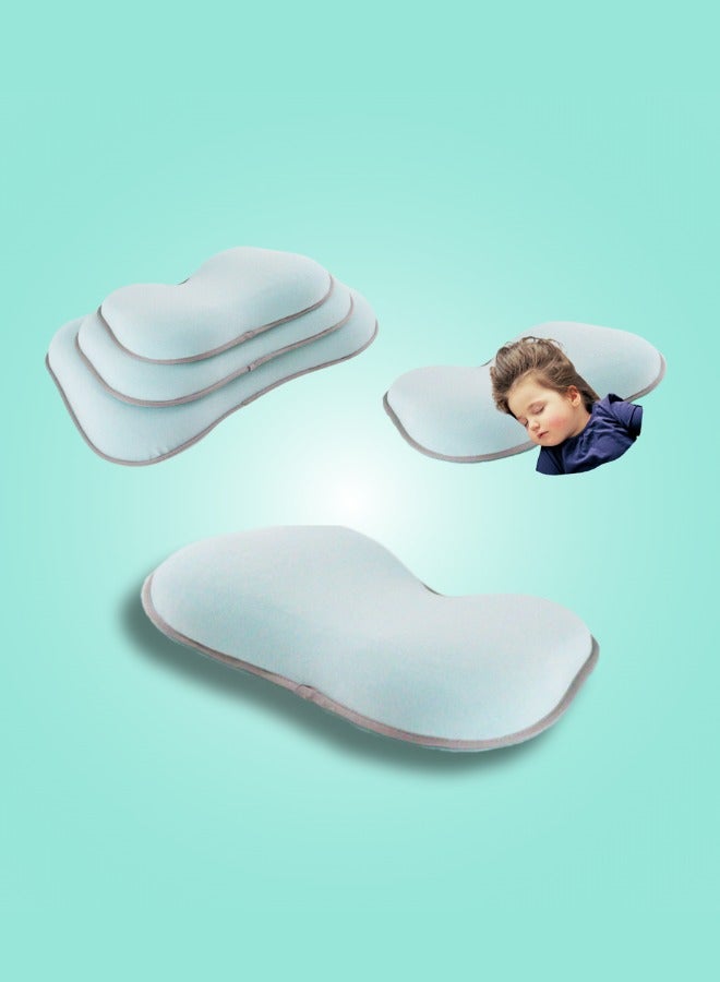 وسادة مريحة للرقبة ثابتة الرأس بتصميم محيطي للرقبة مصنوعة من إسفنج الذاكرة لحماية الرقبة، وسادة خضراء اللون (مناسبة للأطفال من عمر 3 إلى 6 سنوات) مقاس متوسط ​​(43 × 23 × 7-5 سم)