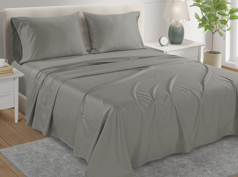 Alyvia Spring Box Spring Cover Full Size - Jersey Knit & Stretchy Wrap Around 4 Sides Bed Skirt for Hotel & Home - Full/Full XL  Light Gray - Image 4
