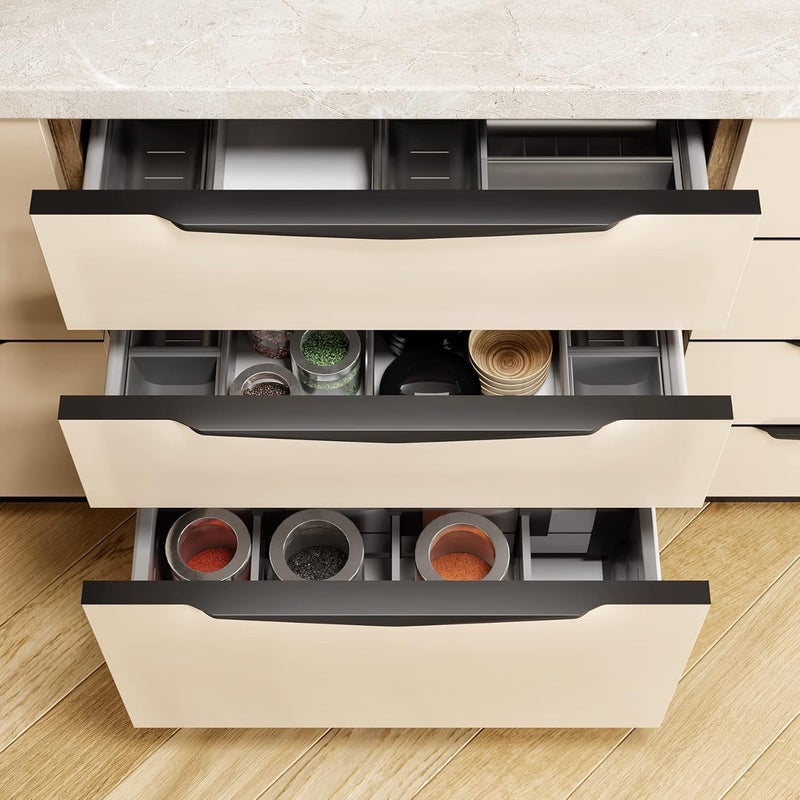 LAPO LAPO 3 Pack Premium 10 Inch Aluminum Kitchen Profile Handle Drawer Handle for Kitchen Wardrobe Pull Handle Cabinet Profile Handle for Home Hotel Office Black Finish Pack of 3 P003  - Image 3