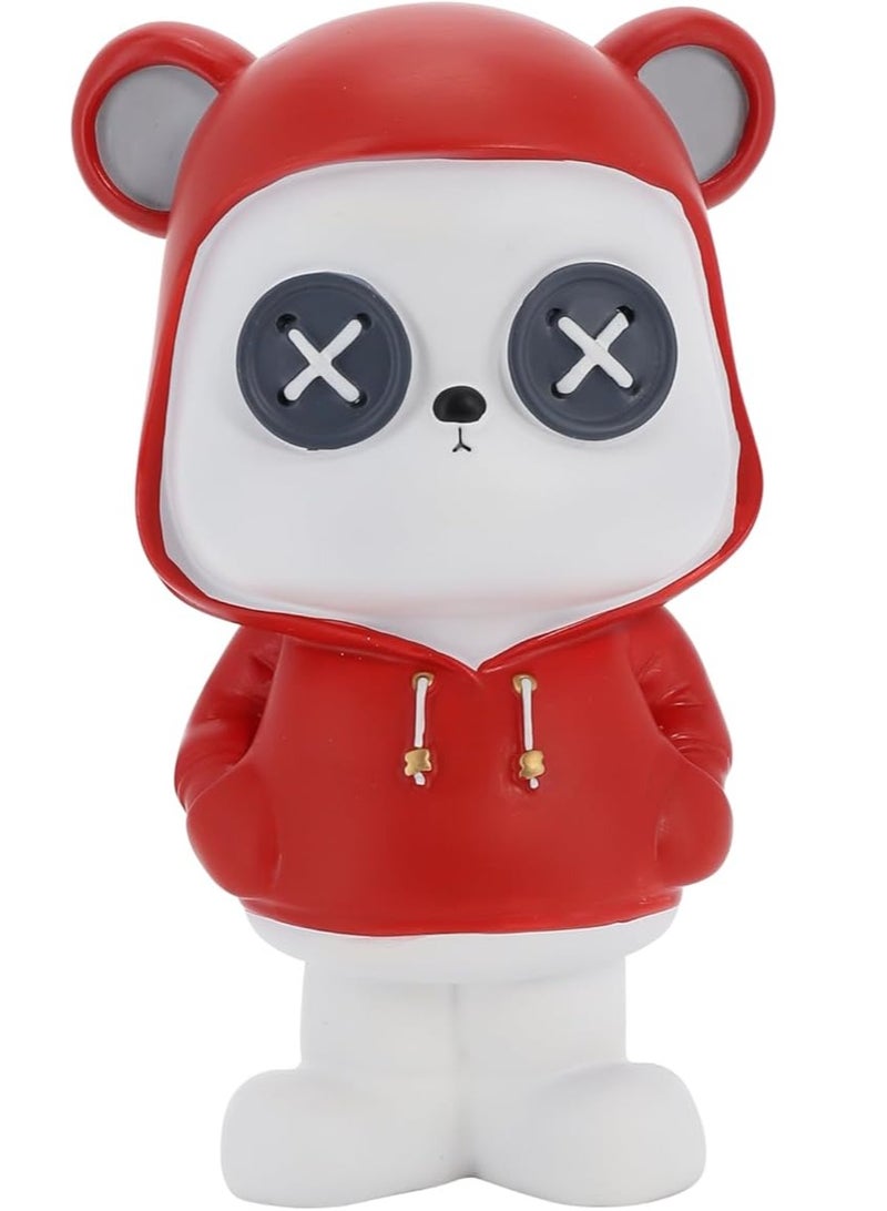WISHWIND Red Cool Panda with Hoodie Piggy Bank (Small) – Fun and Stylish Panda-Shaped Money Box for Kids, Teens, and Collectors, Perfect for Saving and Decorative Display - Image 3