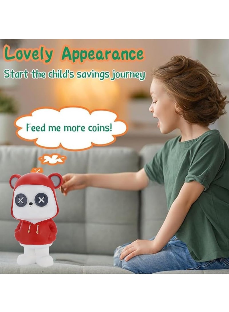 WISHWIND Red Cool Panda with Hoodie Piggy Bank (Small) – Fun and Stylish Panda-Shaped Money Box for Kids, Teens, and Collectors, Perfect for Saving and Decorative Display - Image 4
