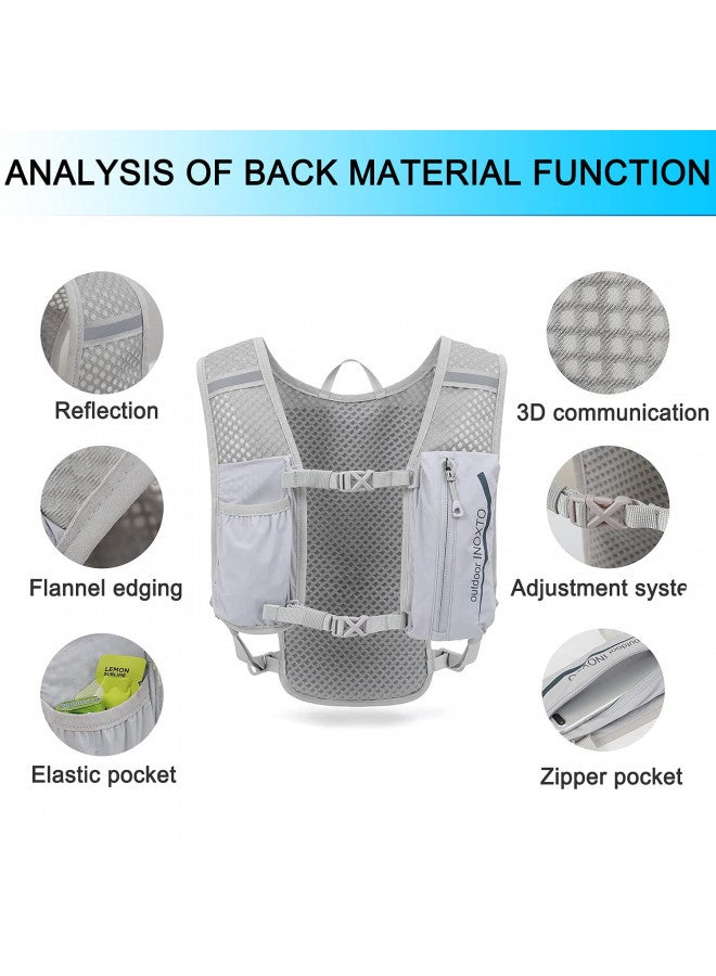 INOXTO Running Hydration Vest Backpack,Lightweight Insulated Pack with 1.5L Water Bladder Bag Daypack for Hiking Trail Running Cycling Race Marathon for Women Men (Light Gray) - Image 3