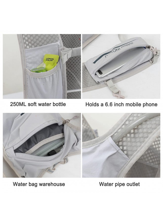 INOXTO Running Hydration Vest Backpack,Lightweight Insulated Pack with 1.5L Water Bladder Bag Daypack for Hiking Trail Running Cycling Race Marathon for Women Men (Light Gray) - Image 4
