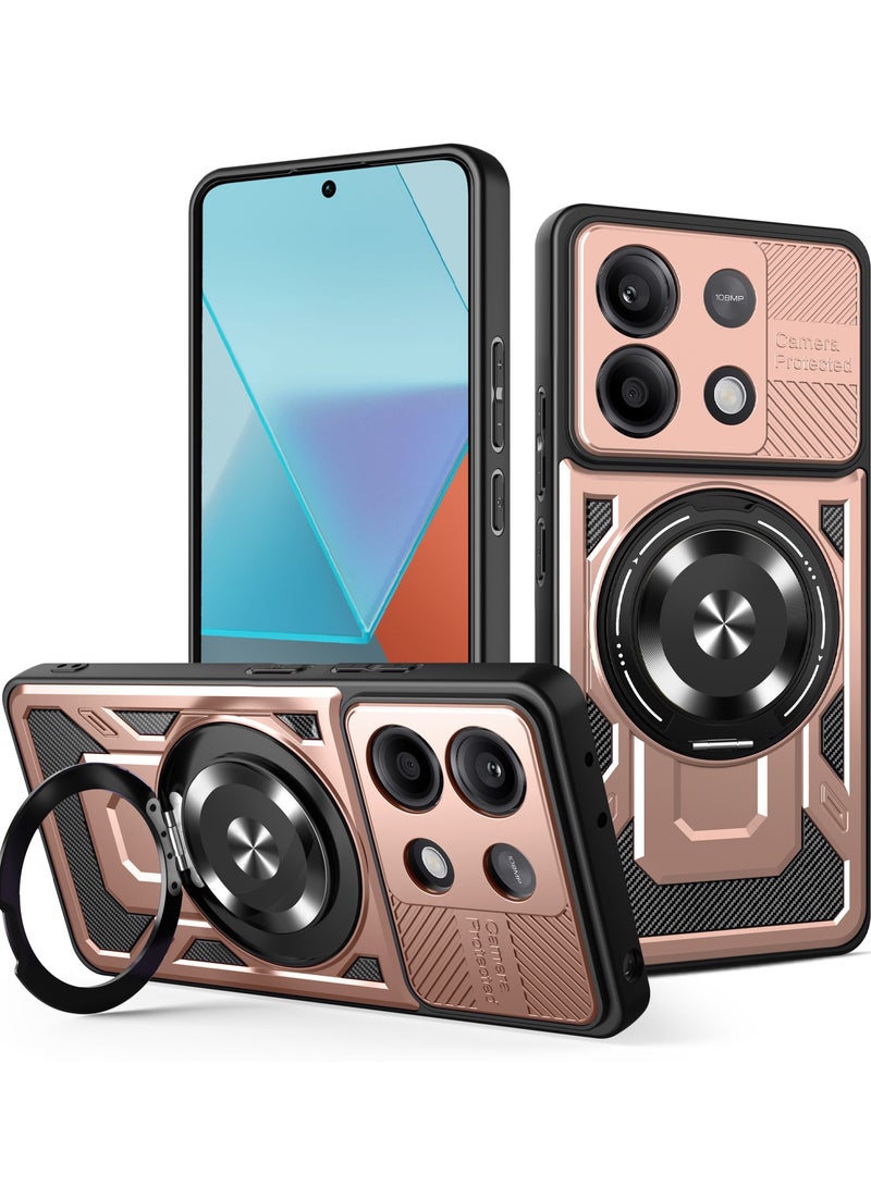 Case Cover Shock Resistant Protect Camera TPU + PC Compatible with Redmi Note 13 Pro 4G / Poco M6 Pro 4G (Rose Gold)