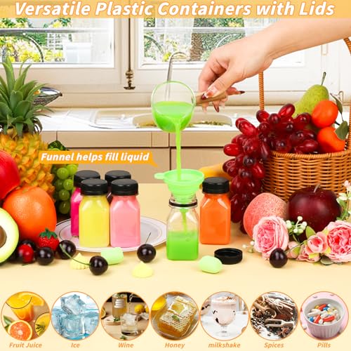 UZLU 112 Pcs 4oz Juice Bottles Small Plastic Bottles with Black Caps Mini Clear Ginger Shot Containers with Tamper Proof Lids Reusable Travel Bottles with Funnels Labels for Juice Milk Water - Image 3