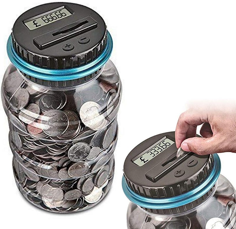 AUDBUA Digital Coin Bank,1.5L LCD Display Automatic Electronic Coin Counter Coins Counting Jar Piggy Bank Money Saving Box(USD) - Image 1