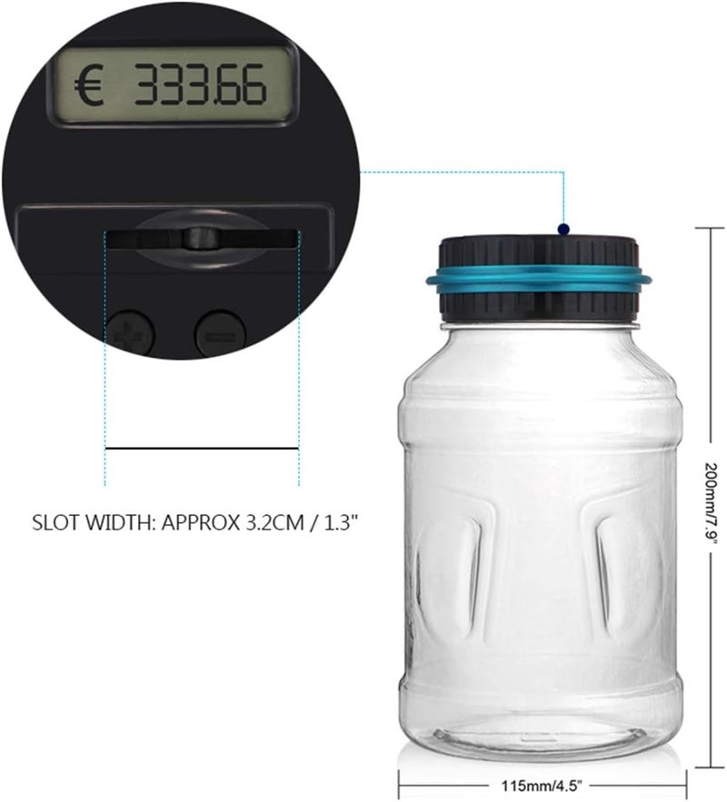 AUDBUA Digital Coin Bank,1.5L LCD Display Automatic Electronic Coin Counter Coins Counting Jar Piggy Bank Money Saving Box(USD) - Image 3