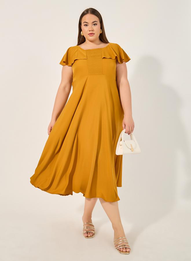 Styli Ruffled Shoulder Midi Dress - Image 1