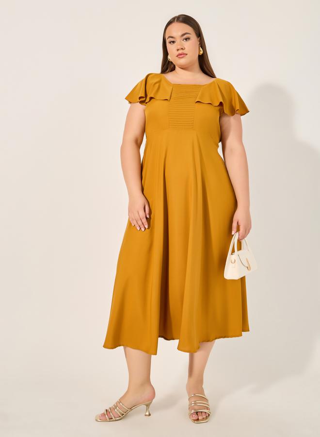 Styli Ruffled Shoulder Midi Dress - Image 2