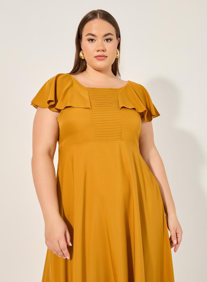 Styli Ruffled Shoulder Midi Dress - Image 3