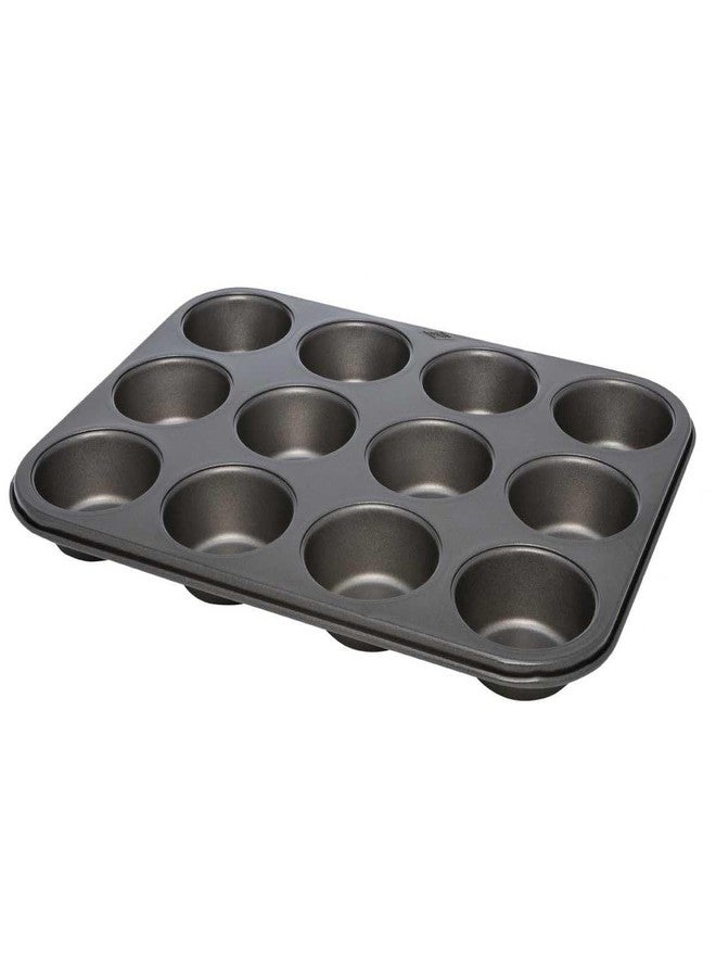 Maghya 12-Cavity Muffin Pan - Professional Grade Carbon Steel Baking Tray, Non-Stick Coating, Microwave & OTG Safe Cupcake Mould for Home Bakers - Image 1