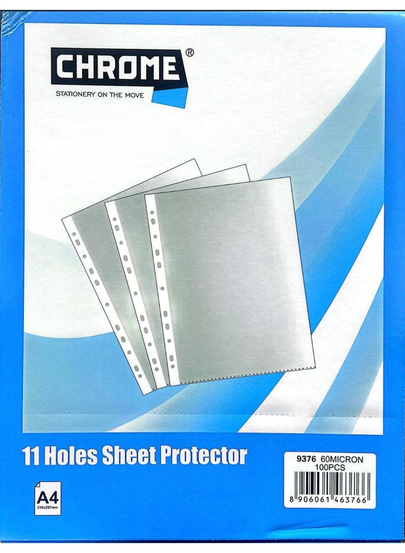 chrome مجموعة واقي أوراق A4 60 ميكرون مكونة من 100 قطعة - Image 1