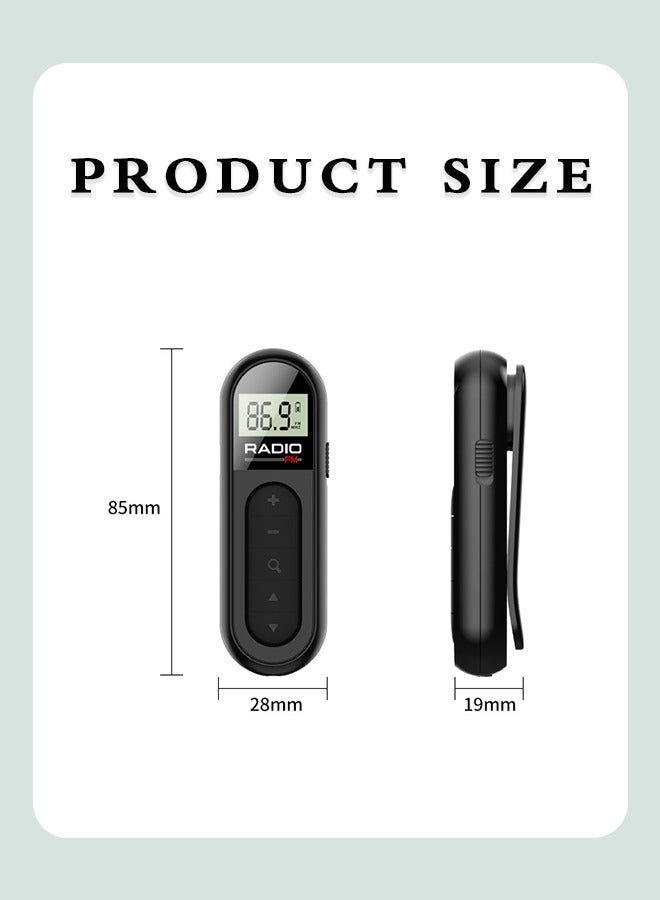 RADIO FM Portable Radio, Rechargeable Pocket Radio with Best Reception Digital Tuning, LCD Screen,Belt Clip, Stereo Sound Earphone Jack for Gym, Jogging, Walking, Camping  - Image 5