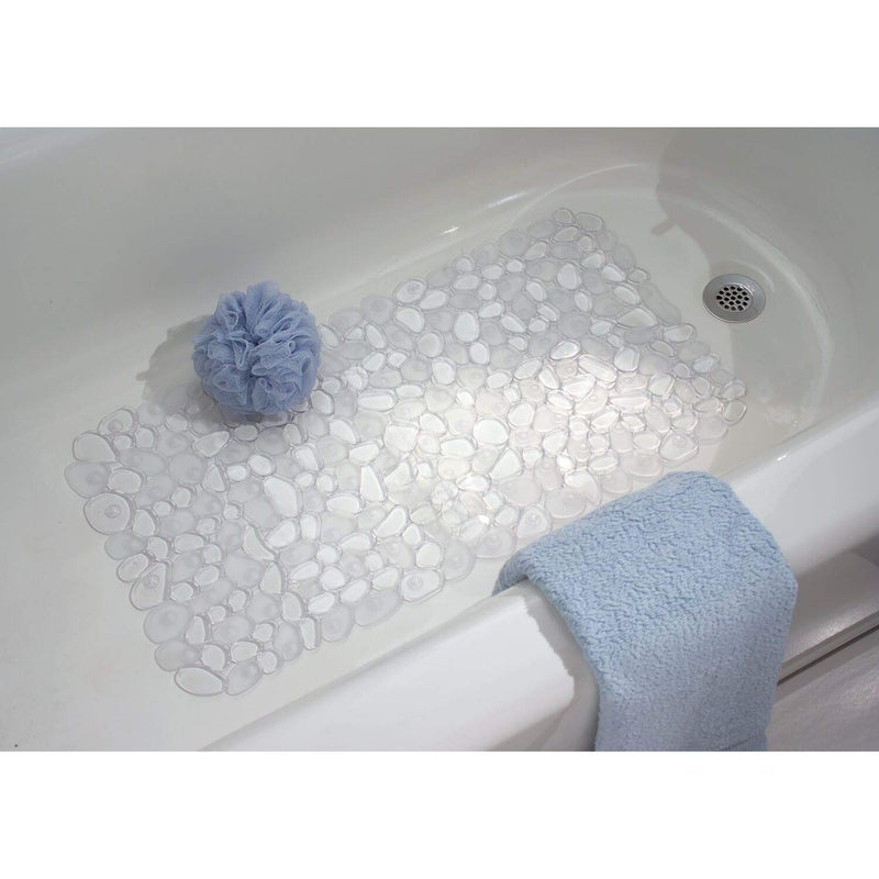 InterDesign iDesign Pebblz Suction Non-Slip Bath Mat for Shower, Bathtub, Stall, 13.75" x 26.5", Clear - Image 2