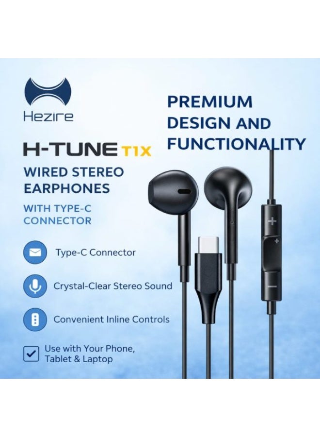 هيزاير سماعات أذن سلكية Hezire H-Tune T1X بمنفذ USB-C ستيريو - Image 3
