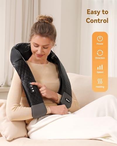 KNQZE Shiatsu Neck and Back Massager with Heat Neck and Shoulder Massager 4D Deep Tissue Kneading Massage for Leg Full Body Muscle Pain Relief Ergonomic Design Ideal Gifts for Women Men Not Cordless - Image 5