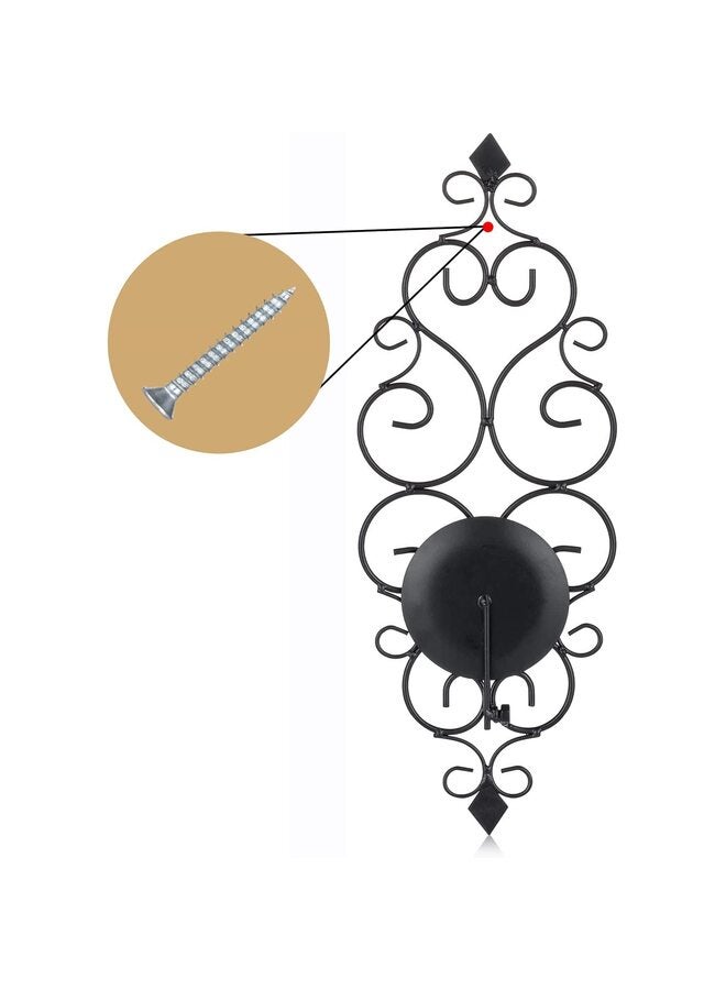 مجموعة حامل شموع حائط حديدي مكونة من قطعتين، حامل شموع عمودي معلق على الحائط، ديكور حائط لغرفة النوم وغرفة الطعام (أسود) - Image 3