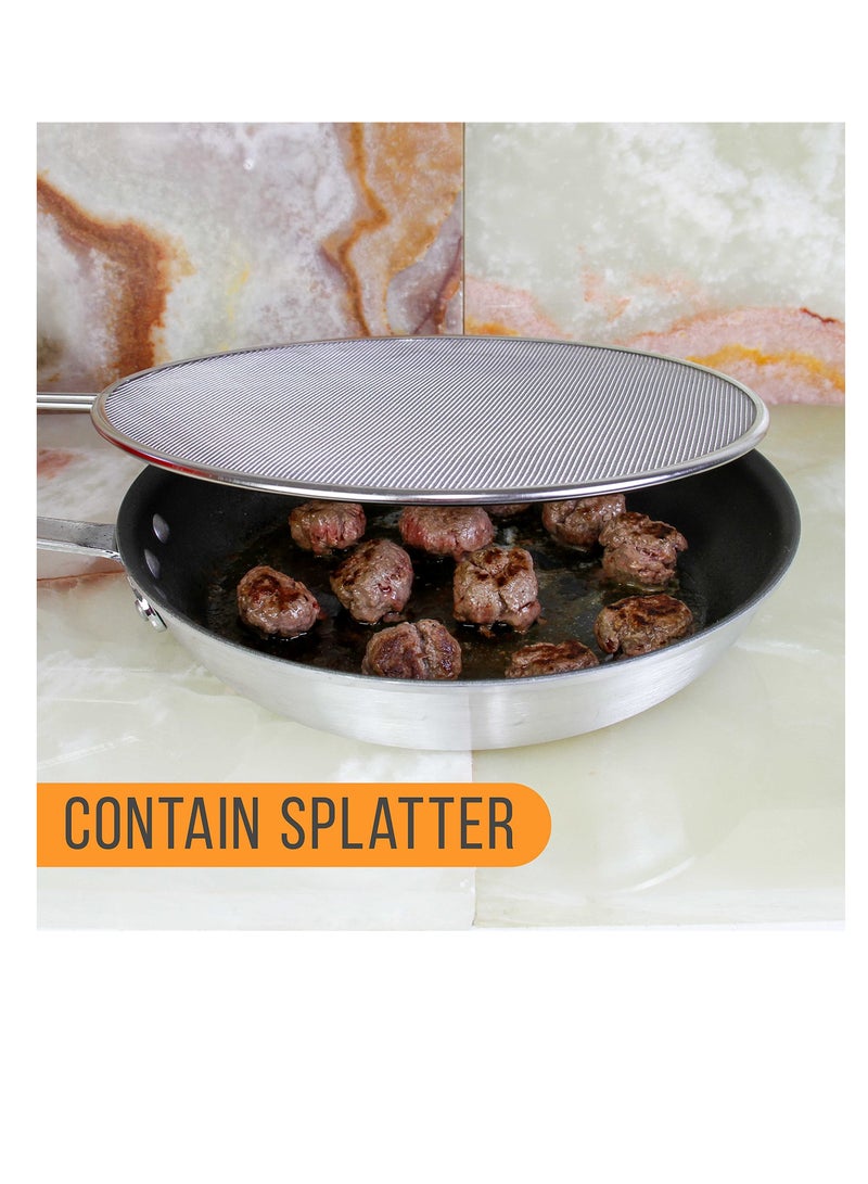 Non-Stick Frying Pan Splatter Screen - Oil Splash Guard Mesh Lid for Cooking, Black Kitchen Essential - Image 2