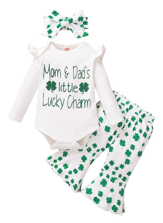 Shalofer Baby Girl Shamrock Outfit Newborn Girl Lucky Charm Bodysuit(Green-Flare pants,0-3 Months) - Image 1