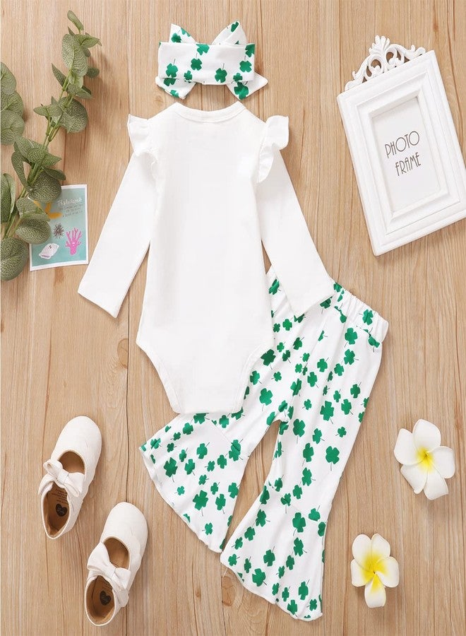 Shalofer Baby Girl Shamrock Outfit Newborn Girl Lucky Charm Bodysuit(Green-Flare pants,0-3 Months) - Image 3