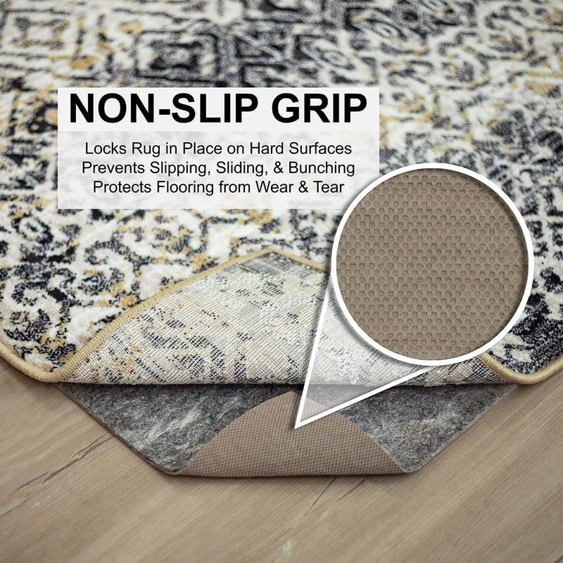 موهوك هوم سجادة موهوك هوم غير القابلة للانزلا�� مقاس 2 × 12 قدم، بسماكة 1/4، ذات سطح مزدوج من اللباد والمطاط - آمنة لجميع أنواع الأرضيات، باللون البني - Image 2
