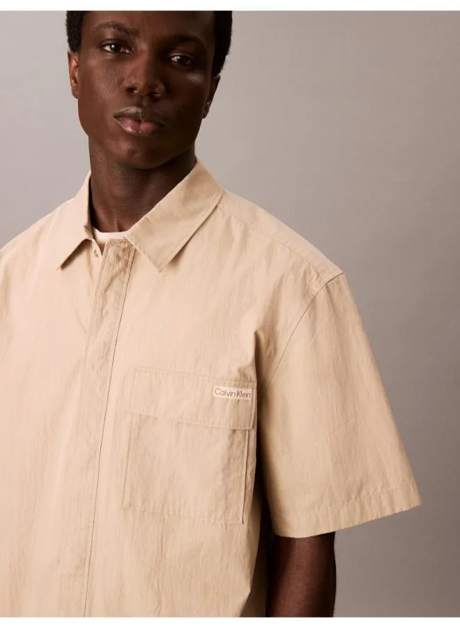 Calvin Klein Jeans Relaxed Cotton Blend Short Sleeve Shirt