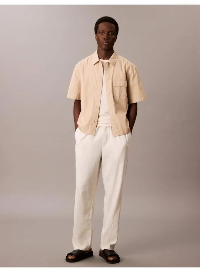 Calvin Klein Jeans  Relaxed Cotton Blend Short Sleeve Shirt for Men | Best Price UAE