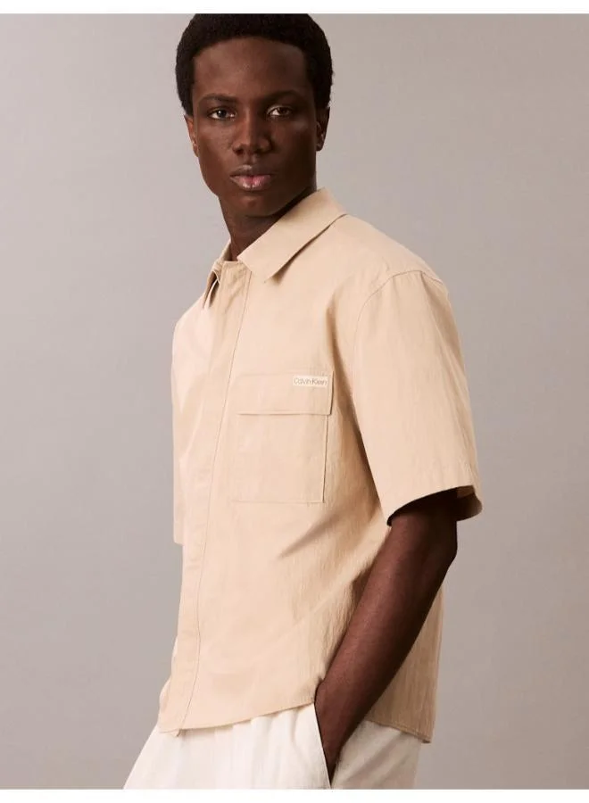 Calvin Klein Jeans  Relaxed Cotton Blend Short Sleeve Shirt for Men | Best Price UAE