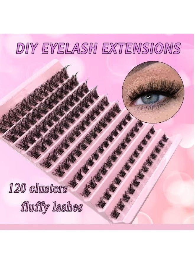 رموش صناعية عبوات فردية مكونة من 120 رموش معنقدة يمكنك صنعها بنفسك وصلات رموش صناعية رموش صناعية ذات مظهر طبيعي وقابلة لإعادة الاستخدام وربط الرموش باللون الأسود - Image 2