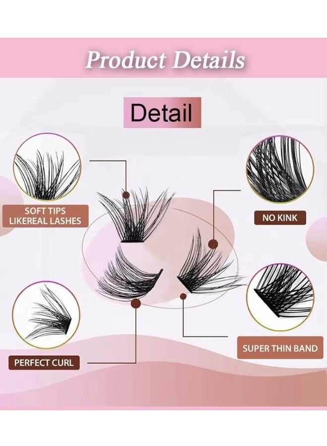 رموش صناعية عبوات فردية مكونة من 120 رموش معنقدة يمكنك صنعها بنفسك وصلات رموش صناعية رموش صناعية ذات مظهر طبيعي وقابلة لإعادة الاستخدام وربط الرموش باللون الأسود - Image 5