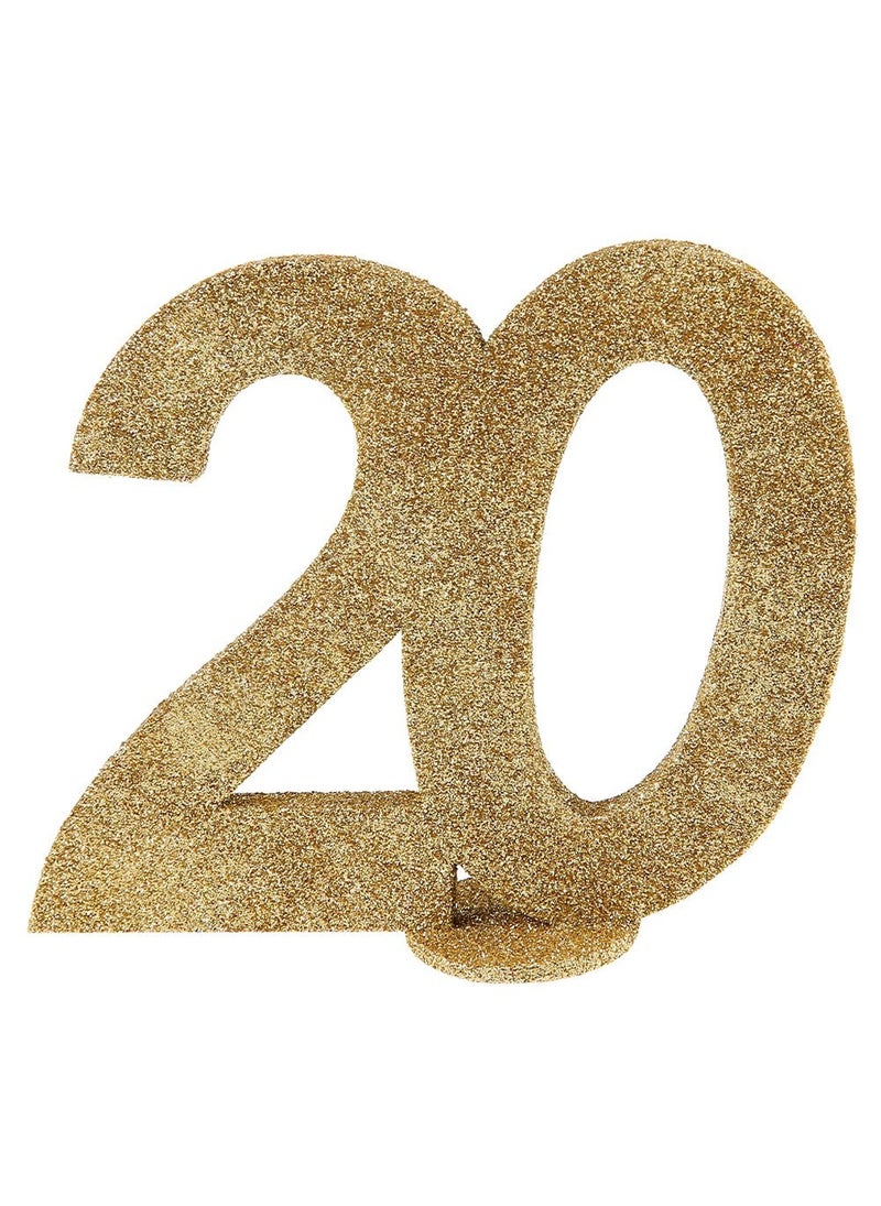 20-Years Birthday Anniversary Decoration Gold 10x11cm