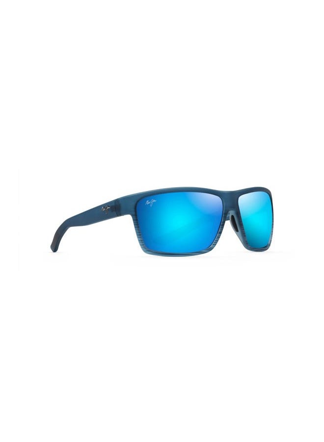 MAUI JIM نظارات شمسية مغلفة ببراءة اختراع Polarizedplus2، شريط أزرق وأسود/هاواي زرقاء، كبيرة - Image 2