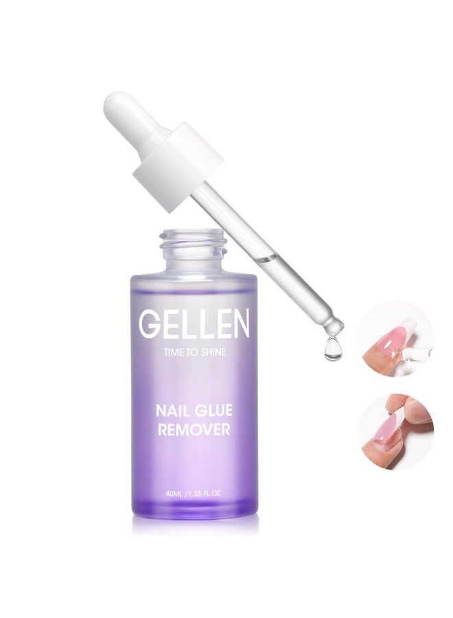 Gellen Nail Glue Remover for Press on Nails, 40ML Nail Glue Remover for UV Nail Glue, Non acetone Gentle Glue Off for False Nails Glue Tips, Odorless Easy Glue Debonder, Not for Gel Nail Polish - Image 1