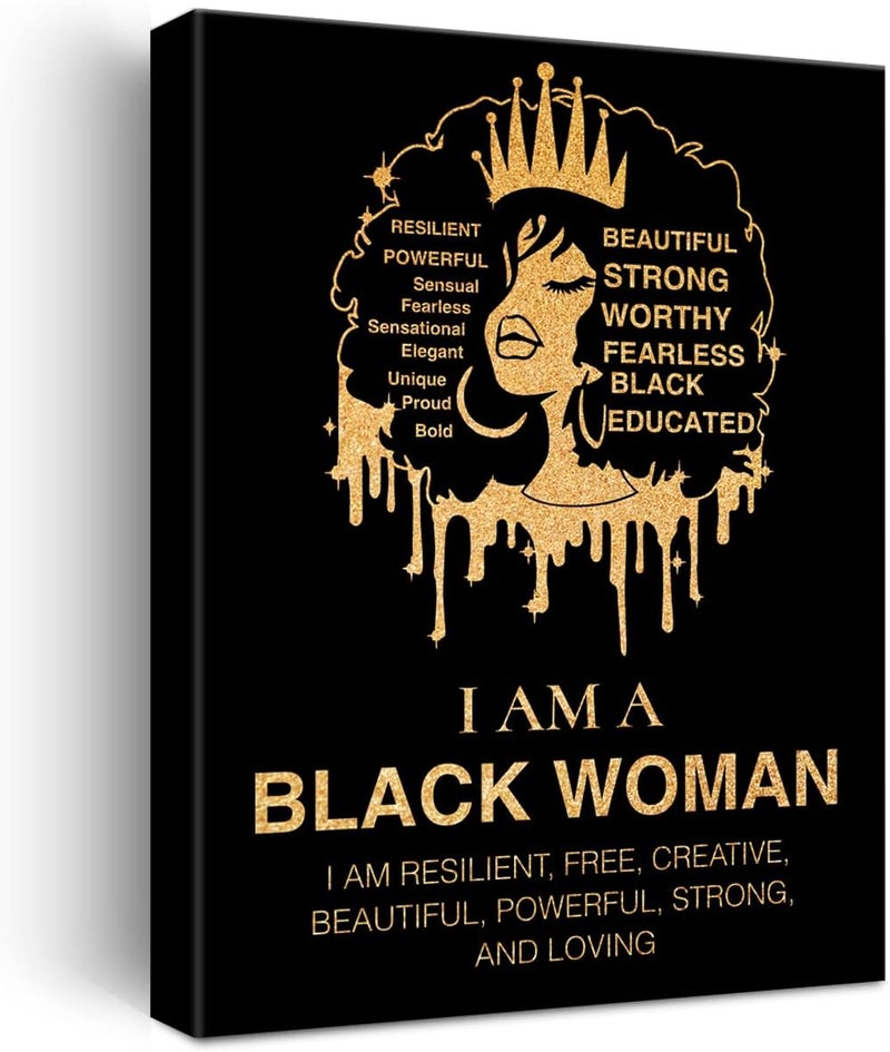 JerLoe Black Woman Motivational Canvas Art - Image 1