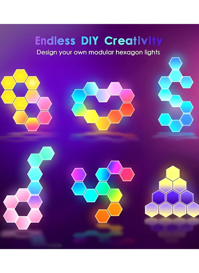 Generic 6 Pieces LED Wall Hexagon Lights Remote Control Hex Smart Modular Light Panels Touch Sensitive Modular RGB Colorful Light with USB Power Decoration for Gaming Bedroom Living Room  - Image 5