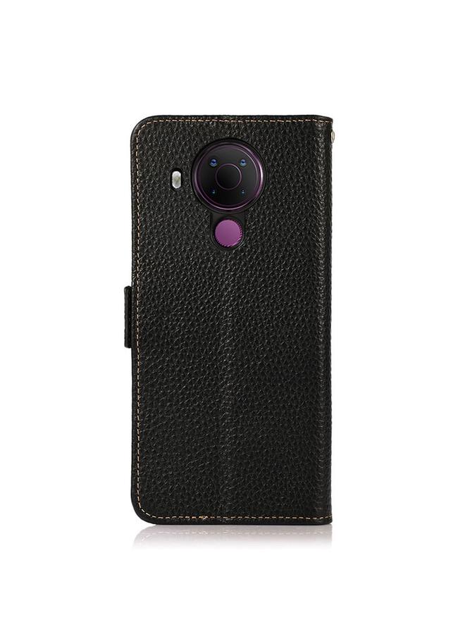 اس-توب جراب هاتف نوكيا 5.4 KHAZNEH من الجلد الطبيعي الليتشي المغناطيسي الجانبي بتقنية RFID - Image 3