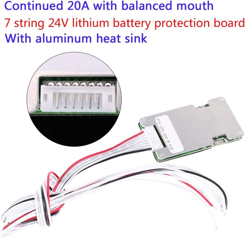 klarako Battery Protection Board, 24V 20A Balance Lithium Li-ion Battery BMS Protection Board with Balancing Function for 7 Series 18650 Li-ion Batteries - Image 3